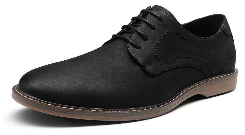 Jousen Dress Shoes for Men Plain Toe Suede Oxfords Lightweight Business Casual Classic Formal Derby Shoes(AMY619 Black 8) - Image 1